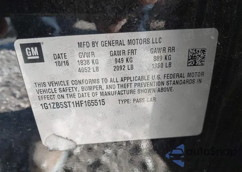 2017 Chevrolet Malibu Ls from USA, damaged, VIN 1G1ZB5ST1HF165515
